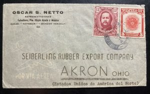 1945 Asuncion Paraguay Commercial Airmail Cover To Akron OH USA