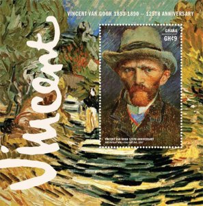 Ghana 2015 - VINCENT VAN GOGH - FLOWERS - Stamps Souvenir Sheet -Scott #2885 MNH