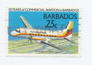 Barbados 1989  Scott 739 used - 25c, Commercial aviation