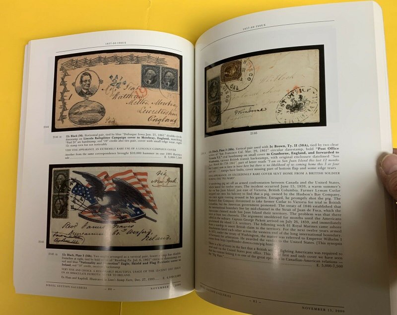 Sevenoaks, U.S. Stamps 1857-1866, Robert A. Siegel, Sale 831, Nov. 15, 2000