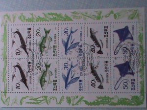 ​KOREA 1990 SC#2951-5  BEAUTIFUL LOVELY OCEAN FISHES-CTO SHEET-VERY FINE