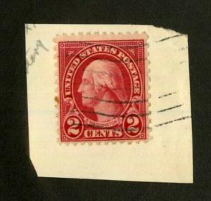 US Stamps # 579 2c Washington VF USED Tied To Piece Scarce