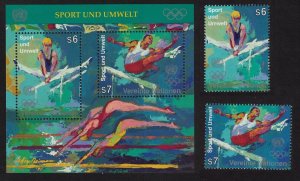 UN Vienna Swimming Gymnastics Sport 2v+MS 1996 MNH SG#V214-MSV216