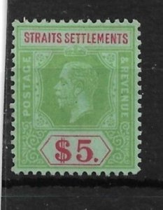 MALAYA - STRAITS SETTLEMENTS 1915 $5 GREEN + RED/GREEN SG 212a MVLH Cat £160