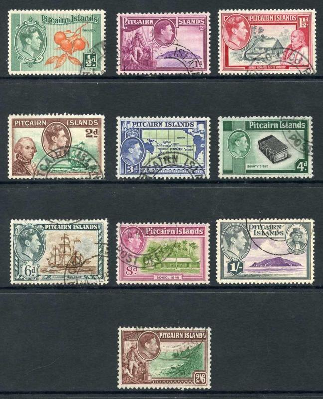 Pitcairn Islands SG1/8 1940 KGVI Set of 10 Wmk Mult Script CA Fine Used