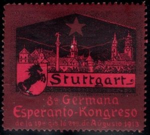 1913 Germany Poster Stamp 8th German Esperanto Congress Stuttgart