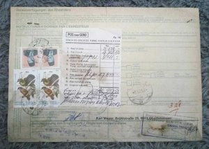 GERMANY PARCEL CARD DEUTSCHLAND TO INDONESIEN 1982 PAR AVION CANCELED STAMP #A1
