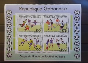 GABON 1989 1990 ERROR VARIETY SOCCER WORLD CUP FOOTBALL SHEET MICHEL Mi A65 MNH-