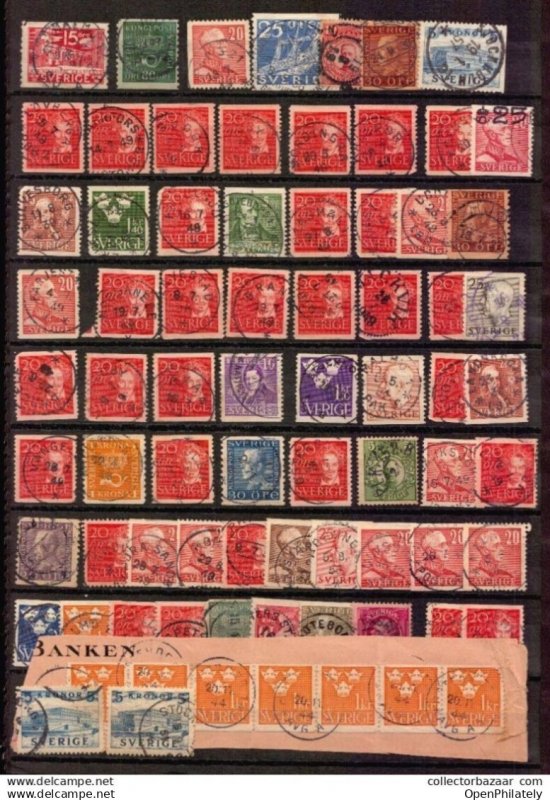 SWEDEN SVERIGE 3 IMAGES PICS USED STAMPS SON CANCEL PRAKT VARIETIES WMK DIE ETC