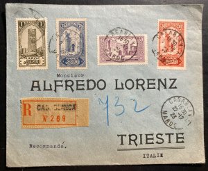 1923 Casablanca French Morocco Registered Cover To Trieste Italy Sc#106