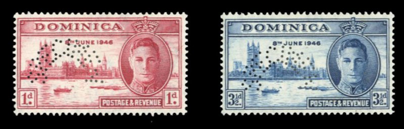 Dominica #112-113S (SG 110-111s) Cat£80, 1946 Peace, set of two, perforated ...