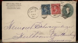 USA 1897 Upfranked Postal Stationery Germany Transatlantic 87678