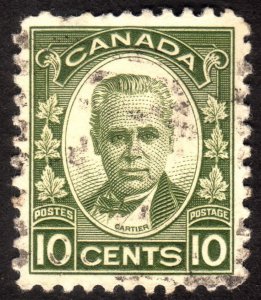 1931, Canada 10c, Cartier, Used, well centered, fault, Sc 190