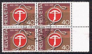 Switzerland - Scott 705 Block of Four