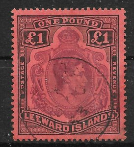 LEEWARD ISLANDS SG114a 1942 £1 PURPLE & BLACK ON CARMINE USED