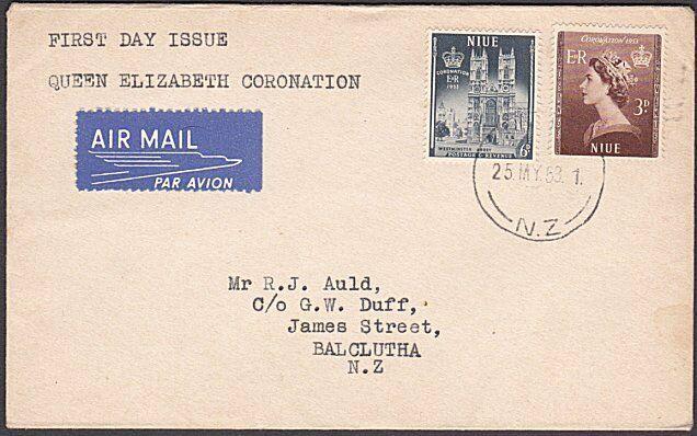 NIUE 1953 Coronation FDC airmail to NZ.....................................54289