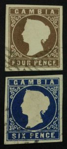MOMEN: GAMBIA SG #2-3 1869 USED XF £400 LOT #63572