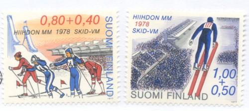 Finland Sc  B213-4 1977 Ski Championships  stamp set mint NH