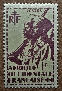 French West Africa #24 1fr Colonial Soldier MNH (1945)