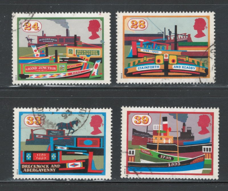 Great Britain 1993 Canal Boats Scott # 1506 - 1509 Used