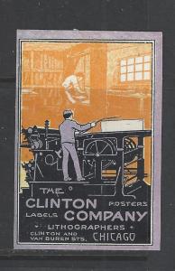 Early 1900s Clinton Co, Labels, Posters, Chicago Promotional Poster Stamp (AW41)