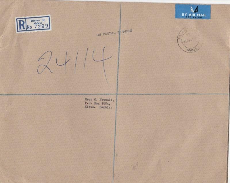 blantyre malawi 1966 huge registered stamps cover ref 12991