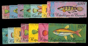 Burundi #186-201 Cat$47, 1967 Fish, complete set, never hinged