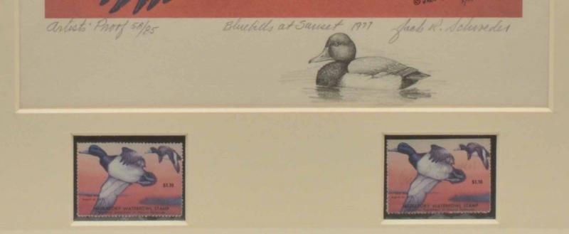 1977 Artist Proof MD STATE WATERFOWL PRINT & REMARQUE by;  ARTIST Jack Schroeder 