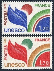 France 2O18,2O20,MNH.Michel DB 19-20. Official UNESCO 1978.Flower.