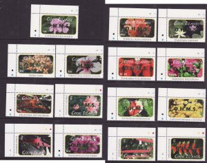 Cook Is.-Sc#O88-O102- id10-unused NH Official set-Flowers-Green overprint-2010-