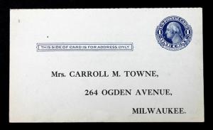 US Postal Card Sc UY5 ERROR/EFO REVERSED Preprinted Message/Reply Milwaukee 1911