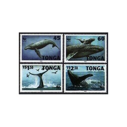 Tonga 915-918, MNH. Michel 1400-1403. WWF 1996. Humpback whales.