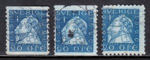 Sweden - Scott #164-166 - Used - #164 has pencil/rev. - SCV $37
