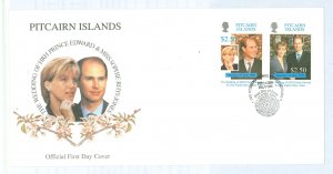 Pitcairn Islands 505-506 1999 wedding of Prince Edward (set of two) on an unaddressed cacheted first day cover.