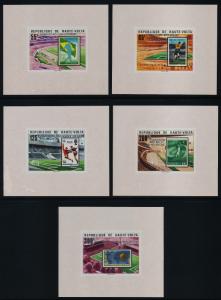 Upper Volta 486-90 imperf s/s MNH Stamp on Stamp, Sports, World Cup Soccer, o/p