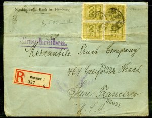 Germany 1932 Registered Cover� Noddeutche Bank Hamburg to San Francisco