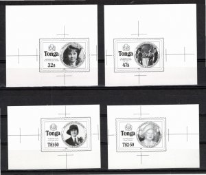 Tonga 1985 MNH Sc 608-11 Black & White proof set