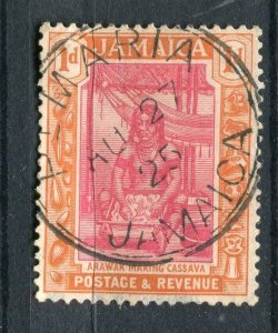 JAMAICA; 1920s early Pictorial GV issue fine used 1d. value + POSTMARK
