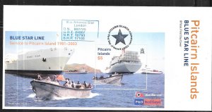 Pitcairn Islands #571  Blue Star Line S/S on cover  (FDC)  CV $11.00