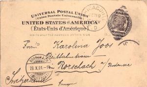 United States Illinois Chicago F.D. 1901 duplex  2c Liberty Postal Card to Sw...