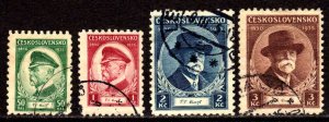 Czechoslovakia #202-05 ~ Cplt Set of 4 ~ President Masaryk ~ Used, MX ~ 1935