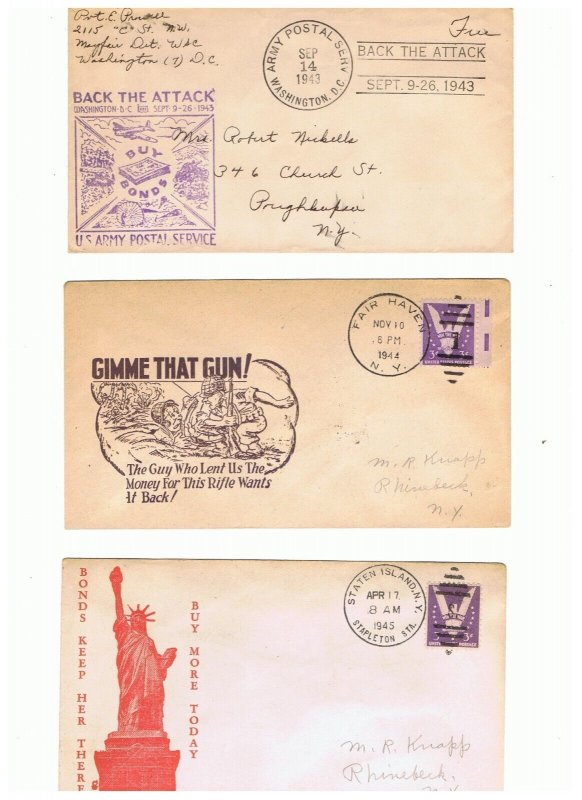 6  WWII patriotic covers postally used