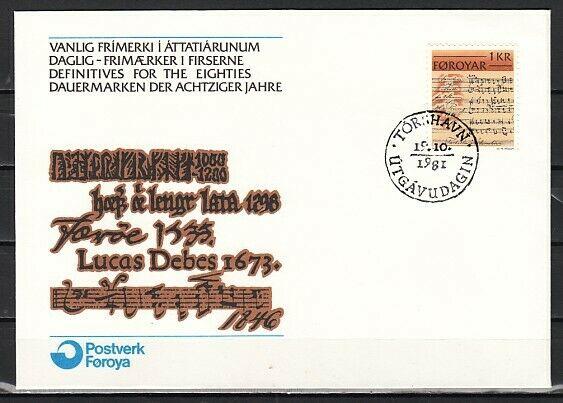 Faroe Is., Scott cat. 66. Folk Song issue. First day cover. ^