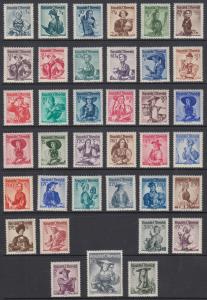 Austria Sc 520-556 MNH. 1948-1952 Costumes, cplt set of 37 values, almost VF