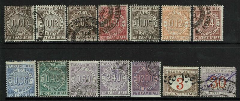 Italy 14 Cambiali 1908 Stamps, minor toning; see notes - S6076 