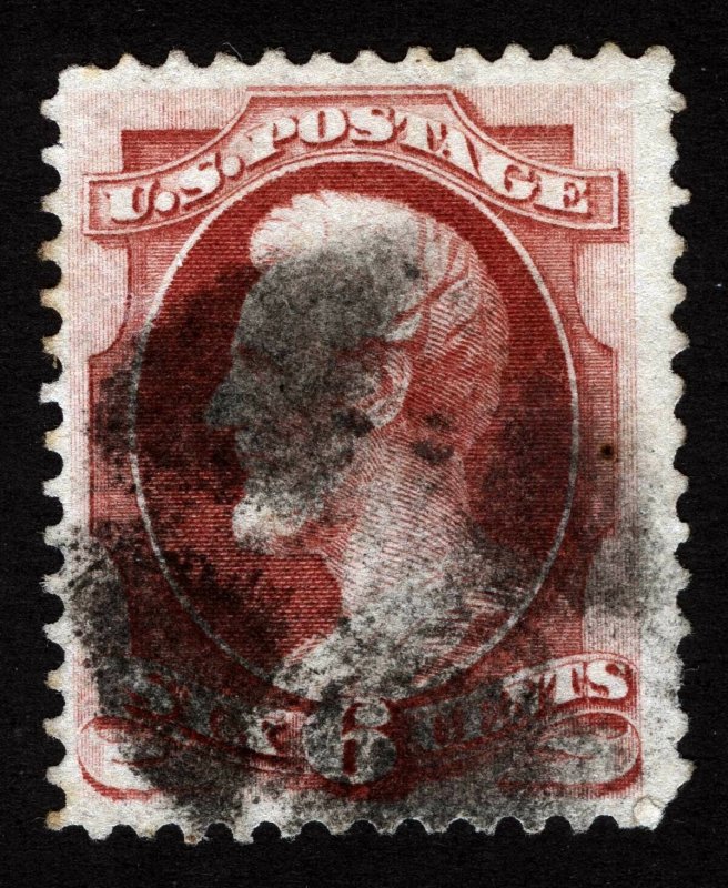 US Sc 148 Carmine 6¢ Quartered Cork Cancel *Oak Lot