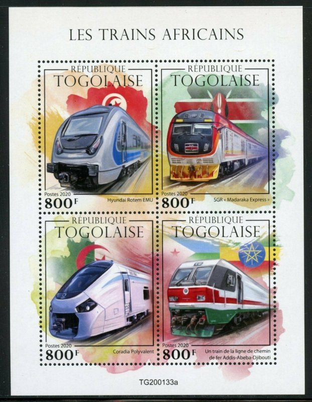 TOGO 2020  AFRICAN TRAINS SHEET MINT NEVER HINGED