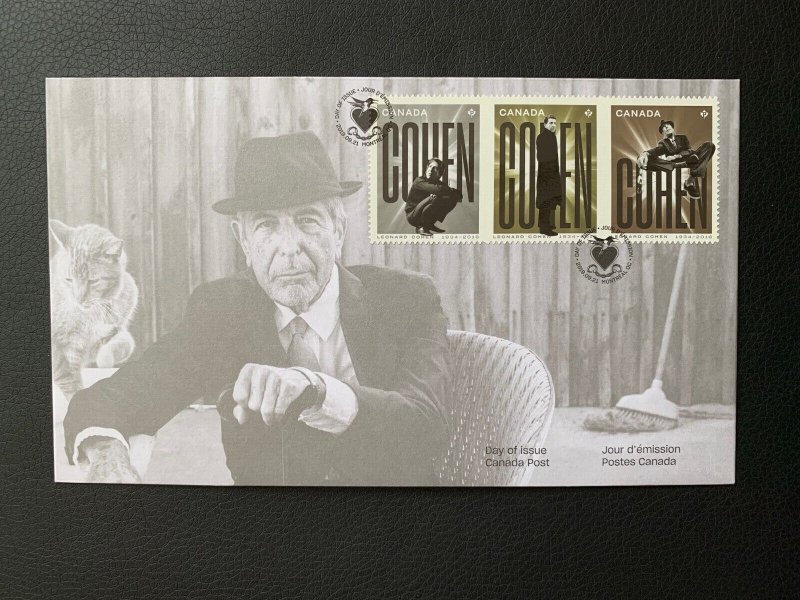 CANADA 2019 LEONARD COHEN FDC SET OF 4 FIRST DAY COVERS MUSICIAN scott 3195-3198 