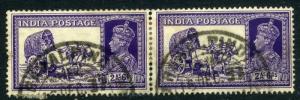 INDIA;  1937 early GVI issue fine used 2a. 6p. Pair