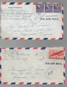 U.S. 3 WW II Navy Covers & 1 Post Card